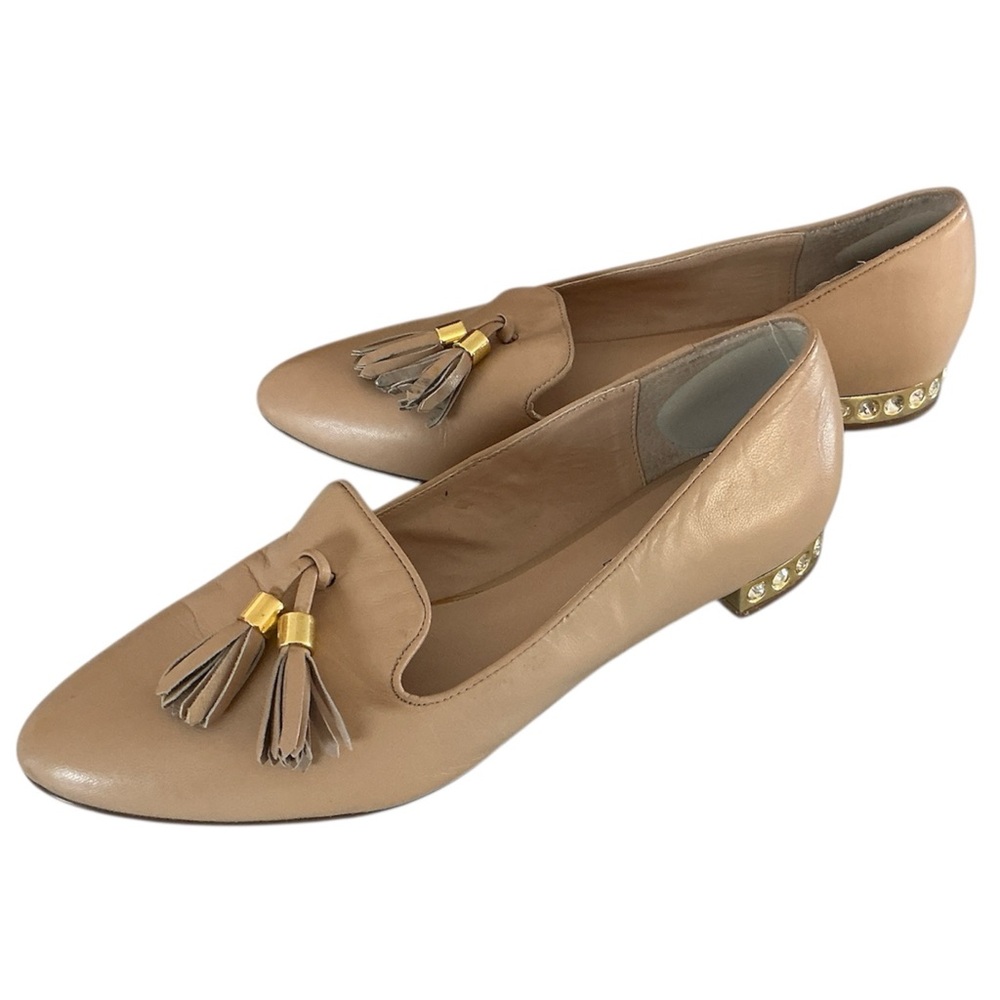 Modern Vice Beige Leather Jewel-Heeled Loafers 10